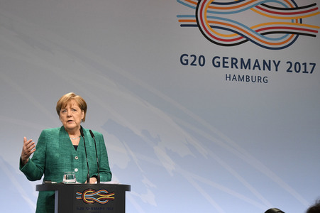 G20 Pressekonferenz von Angela Merkel in Hamburg