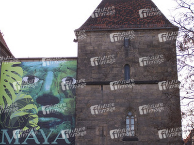 Werbebanner für Maya-Ausstellung im Roemer- und Pelizaeus-Museum