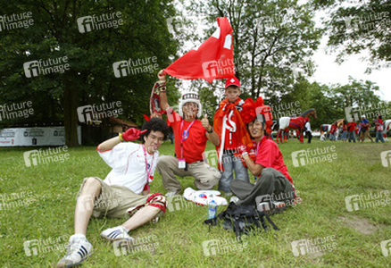 Fans aus Süd-Korea mit Schweiz Fan