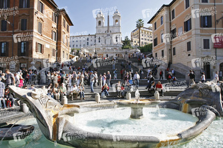 Fontana della Barcaccia, Scalinata di Trinità dei Monti / Spanische Treppe, Santa Trinità dei Monti; Obelisk