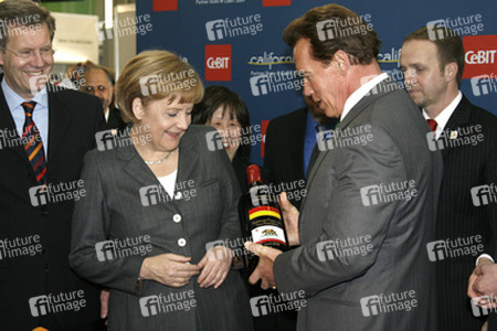 Christian Wulff, Angela Merkel, Arnold Schwarzenegger