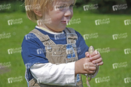Junge mit Frosch