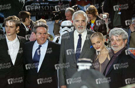 Hayden Christensen, Rick McCallum, Christopher Lee, Natalie Portman, George Lucas