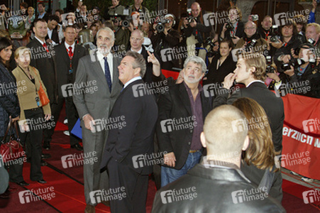 Christpher Lee, Rick McCallum, George Lucas, Hayden Christensen