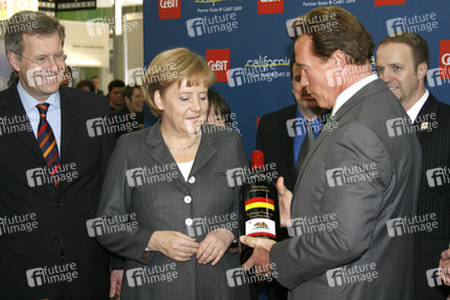 Christian Wulff, Angela Merkel, Arnold Schwarzenegger