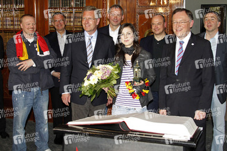 Stefan Raab, Christian Wulff, Lena Meyer-Landrut, Stephan Weil