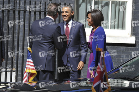David Cameron, Barak Obama mit Gattin Michelle