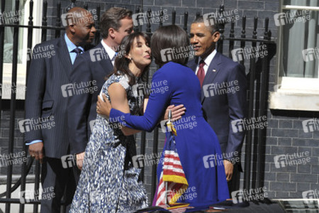 David Cameron mit Gattin Samantha, Barak Obama mit Gattin Michelle