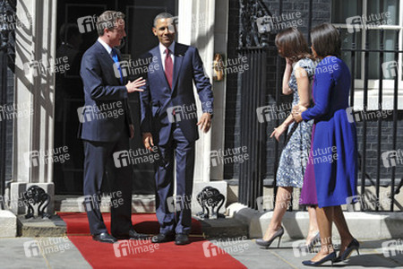 David Cameron mit Gattin Samantha, Barak Obama mit Gattin Michelle