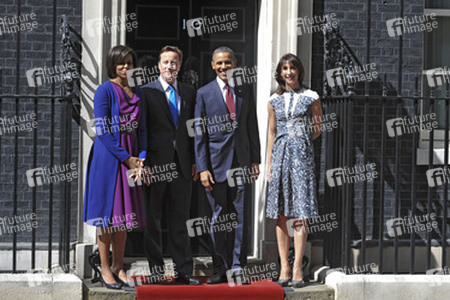 David Cameron mit Gattin Samantha, Barak Obama mit Gattin Michelle