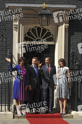 David Cameron mit Gattin Samantha, Barak Obama mit Gattin Michelle
