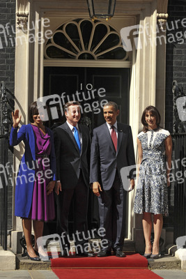 David Cameron mit Gattin Samantha, Barak Obama mit Gattin Michelle