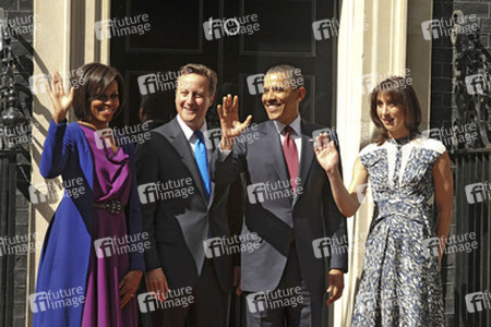 David Cameron mit Gattin Samantha, Barak Obama mit Gattin Michelle