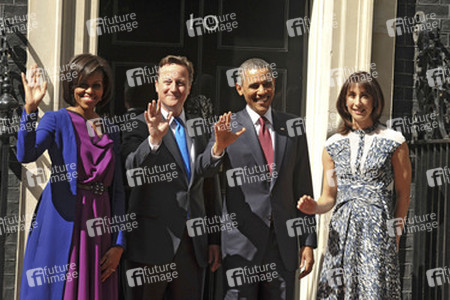 David Cameron mit Gattin Samantha, Barak Obama mit Gattin Michelle