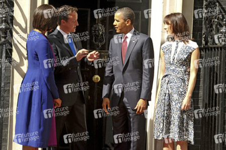 David Cameron mit Gattin Samantha, Barak Obama mit Gattin Michelle