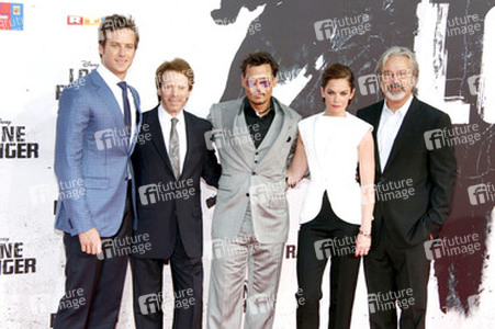 Armie Hammer, Jerry Bruckheimer, Johnny Depp, Ruth Wilson, Gore Verbinski