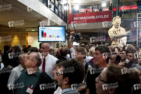 SPD Wahlabend zur Bundestagswahl im Willy-Brandt-Haus, Berlin