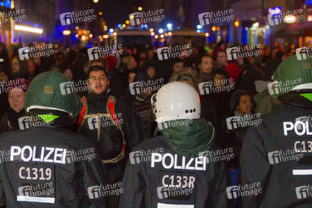 Demonstration gegen europäische Asylbewerbergesetze in Kreuzberg, Berlin