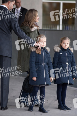 Die spanische Königsfamilie besucht König Juan Carlos im Krankenhaus, Pozuelo de Alarcon,