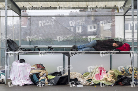 Flüchtlinge im Flüchtlingslager in Calais