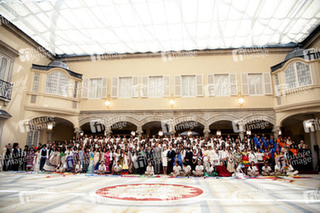 Spanish Royals Receive 'Ruta Quetzal BBVA 2014' Youth Group, Madrid