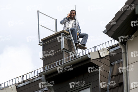 Flüchlinge auf der Flüchtlingsunterkunft in der Gürtelstraße, Berlin
