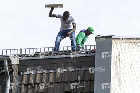 Flüchlinge auf der Flüchtlingsunterkunft in der Gürtelstraße, Berlin