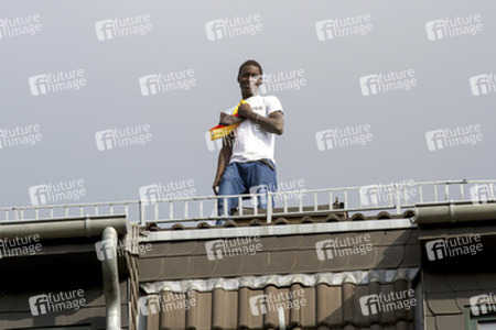 Flüchlinge auf der Flüchtlingsunterkunft in der Gürtelstraße, Berlin