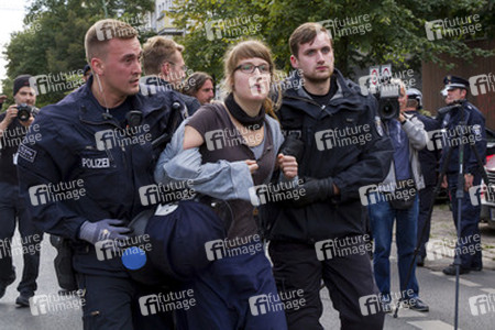 Demonstration in der Gürtelstraße, Berlin