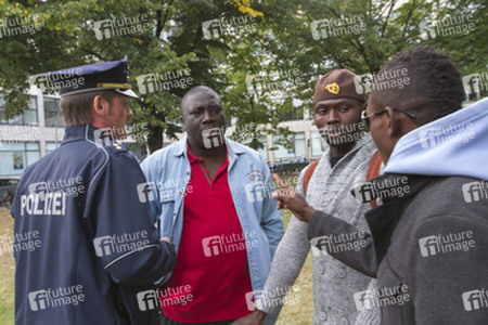 Flüchtlinge protestieren am Kreuzberger Oranienplatz, Berlin