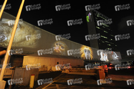 Global Climate Summit Projektion am UN Hauptquartier, New York