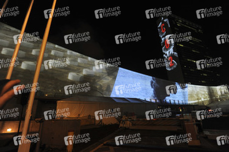 Global Climate Summit Projektion am UN Hauptquartier, New York