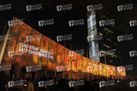 Global Climate Summit Projektion am UN Hauptquartier, New York