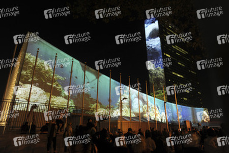Global Climate Summit Projektion am UN Hauptquartier, New York