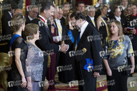 Spanish Royals und Präsidentin Bachelet beim Empfang zum Gala Dinner, Madrid