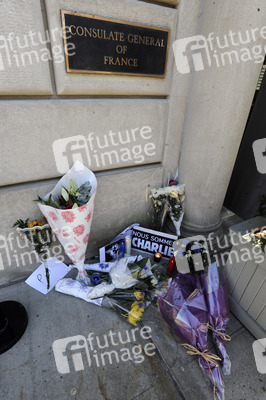 Blumen für die Charlie Hebdo Opfer, New York