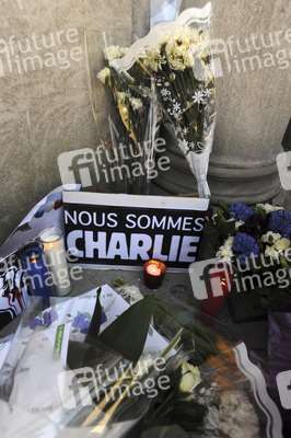 Blumen für die Charlie Hebdo Opfer, New York