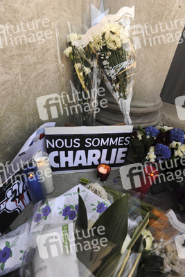 Blumen für die Charlie Hebdo Opfer, New York