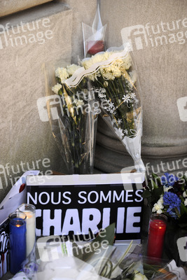 Blumen für die Charlie Hebdo Opfer, New York