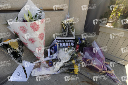 Blumen für die Charlie Hebdo Opfer, New York