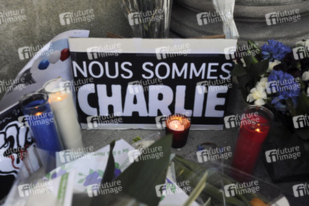 Blumen für die Charlie Hebdo Opfer, New York