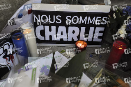 Blumen für die Charlie Hebdo Opfer, New York