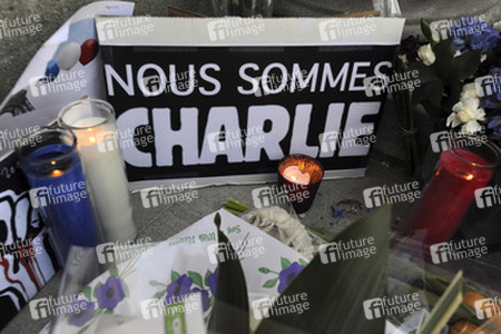 Blumen für die Charlie Hebdo Opfer, New York
