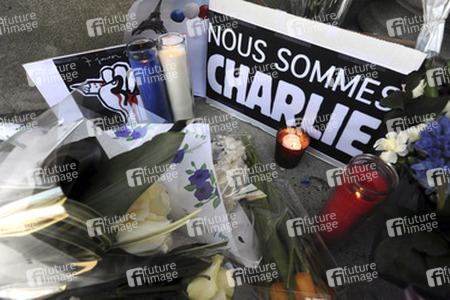 Blumen für die Charlie Hebdo Opfer, New York