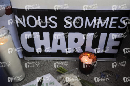 Blumen für die Charlie Hebdo Opfer, New York
