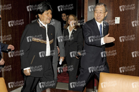 Evo Morales trifft Ban Ki-moon, New York