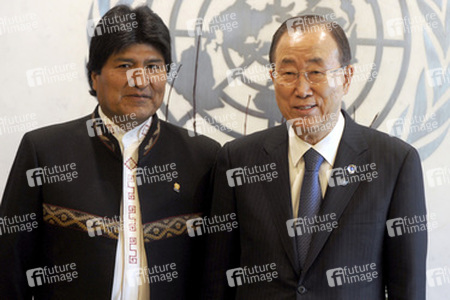 Evo Morales trifft Ban Ki-moon, New York