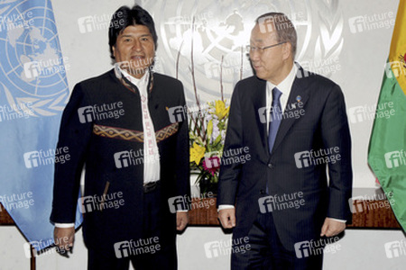 Evo Morales trifft Ban Ki-moon, New York