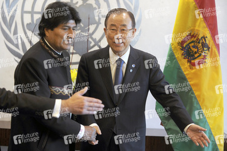 Evo Morales trifft Ban Ki-moon, New York