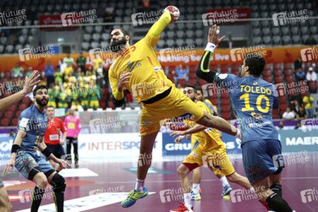 Handball WM-Match Brasilien gegen Spanien, Katar